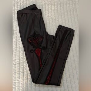 PUNK RAVE Women Leggings Punk Gothic Decorated Floral Orientation Waist Leggings